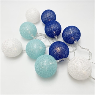 LED lyskæde med bomuldskugler – 2 m 10 lys – Ø 6 cm